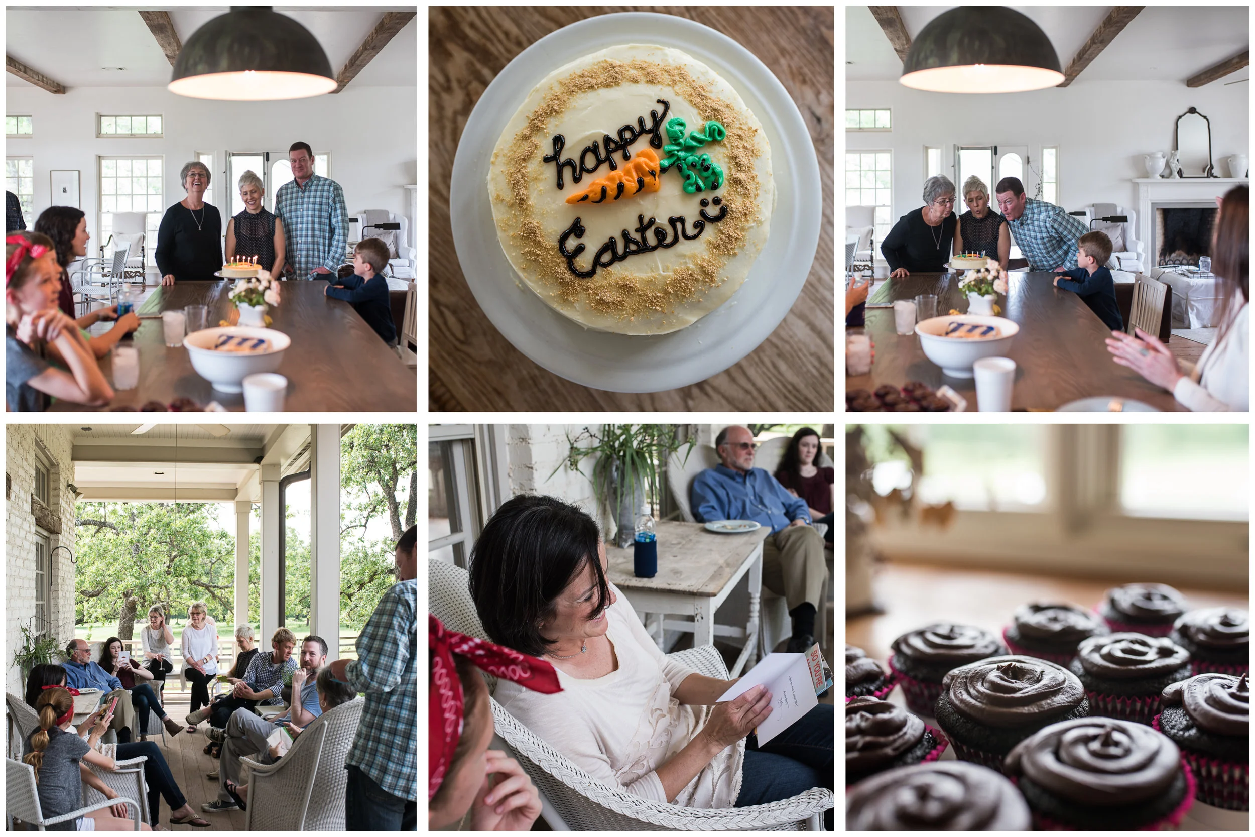 Easter + celebrating three birthdays calls for cake + cupcakes, of course. Happiness is...sitting, chatting and passing the day sitting on the porch at the farm. Pairing it with a slice of cake just makes it obnoxiously good.