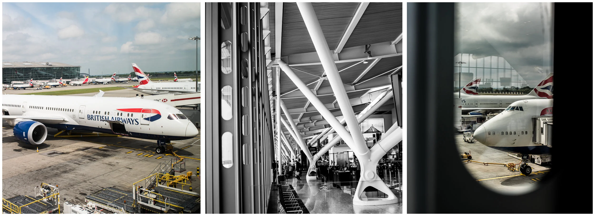 After commandeering someone else's taxi (with insistence from the concierge), we made it to Terminal 5 in record time. So that we could wait for more than two hours to check our bags since British Airways was evidently experiencing a massive, world-wide technology failure that day. 