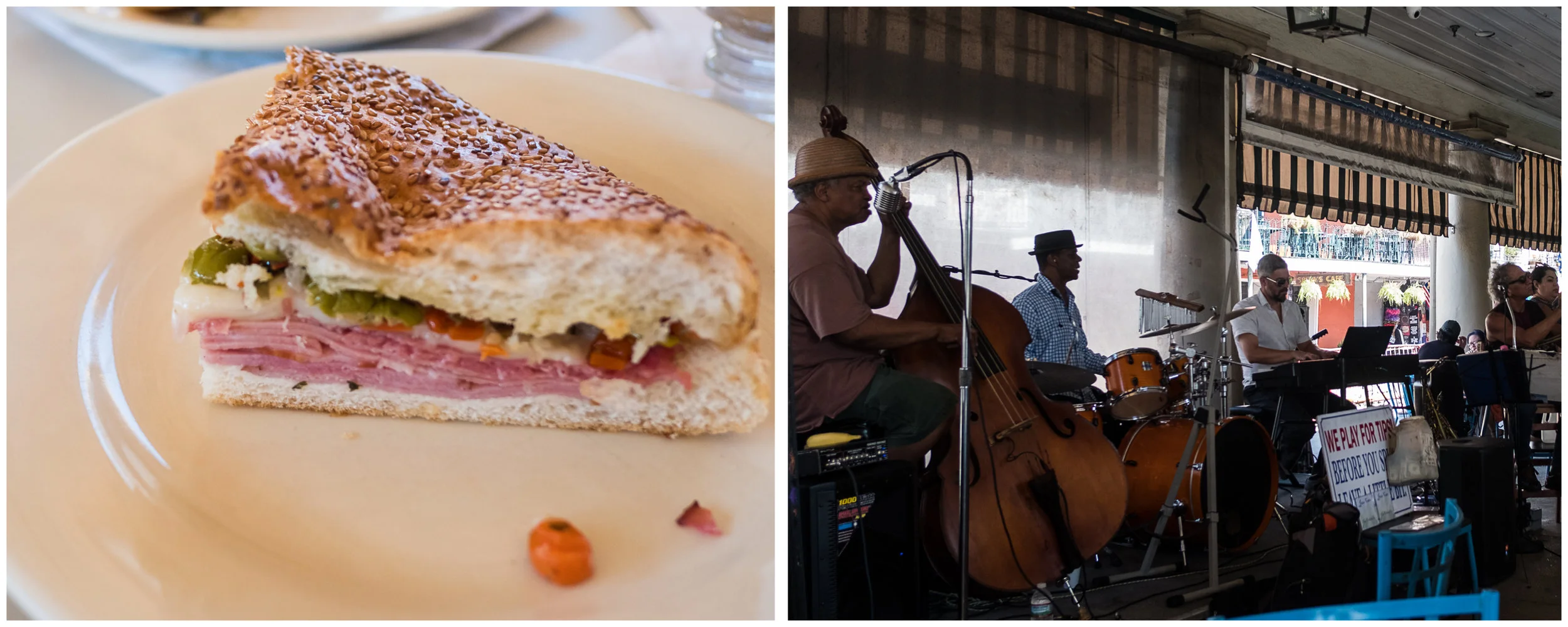 Some strong cafe au lait, a muffaletta and live Jazz helped soothe the after effects of Friday night.&nbsp;We've officially aged out of the peak demographic for Bourbon Street.&nbsp;