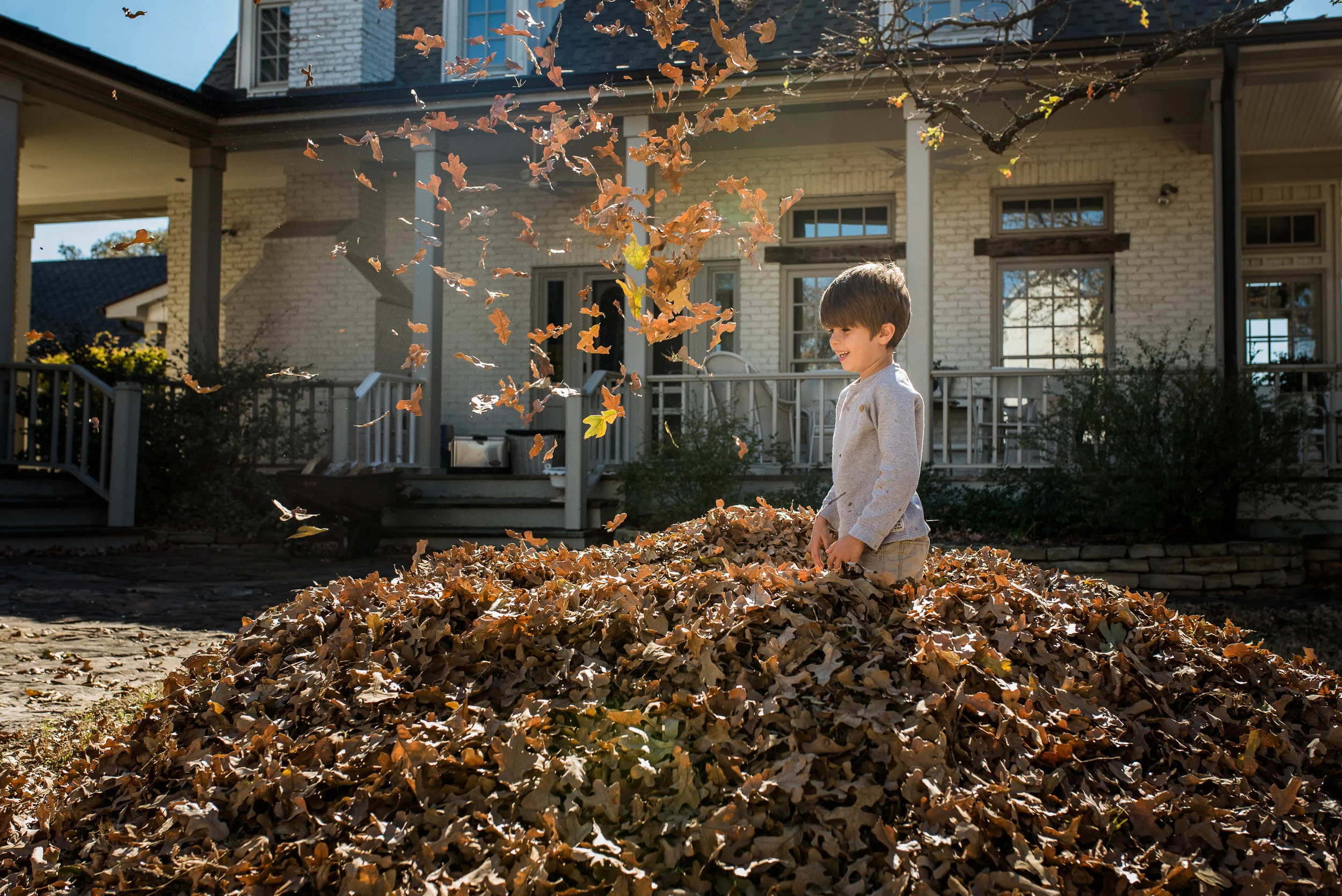 The leaf pile got bigger!