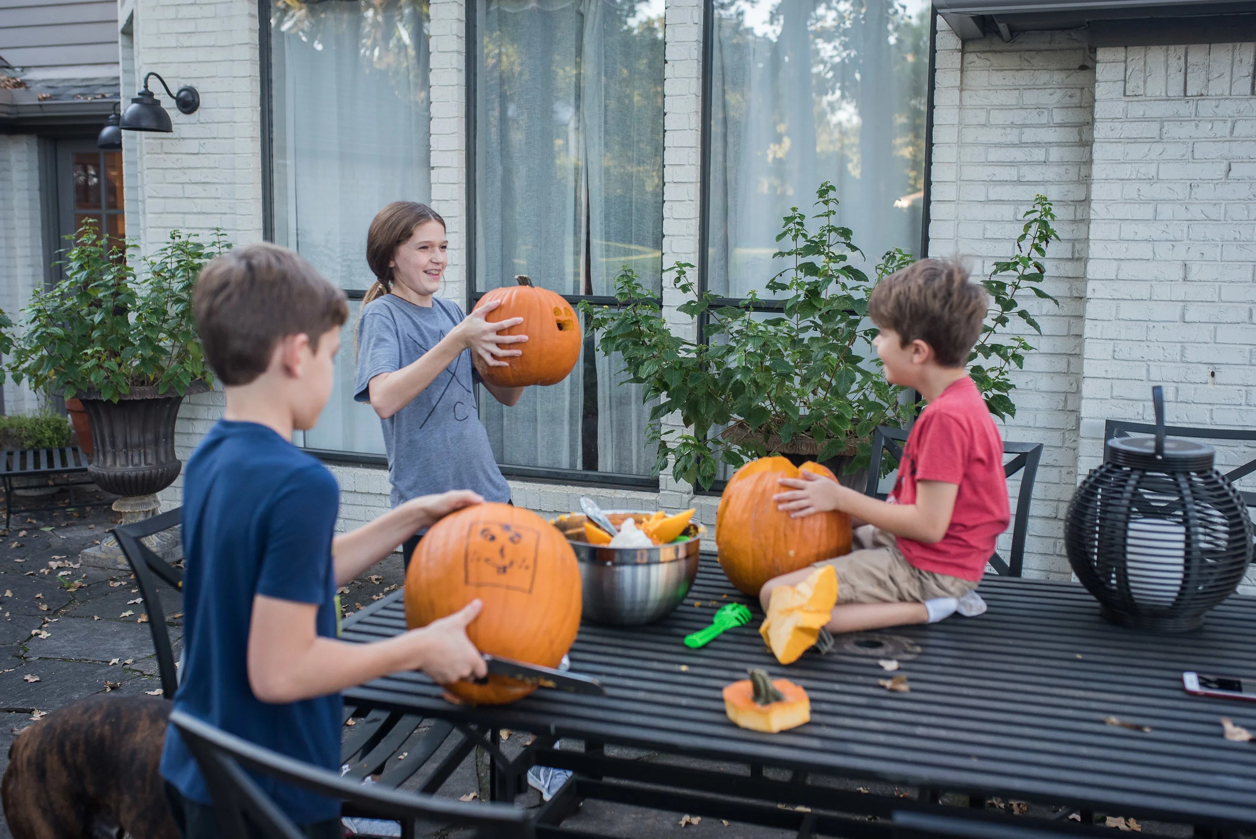 And our annual pumpkin carving mess, I mean, afternoon.