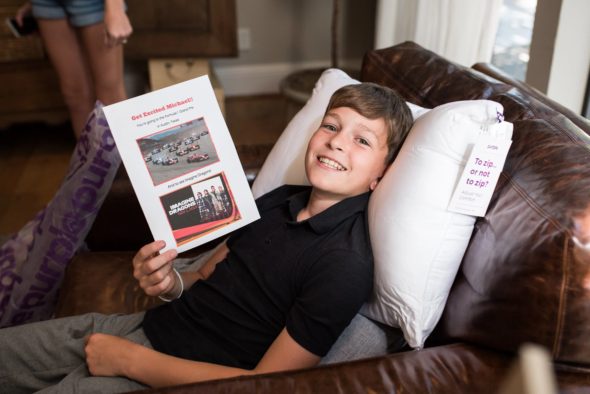 In a couple of weeks, we’re heading to Austin to see an F-1 practice day and catch an Imagine Dragons concert. It was hard to tell if Michael was more excited about the weekend trip or the Purple pillow he wanted so badly.