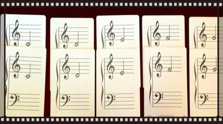 Start with 10 flashcards - two of each note.