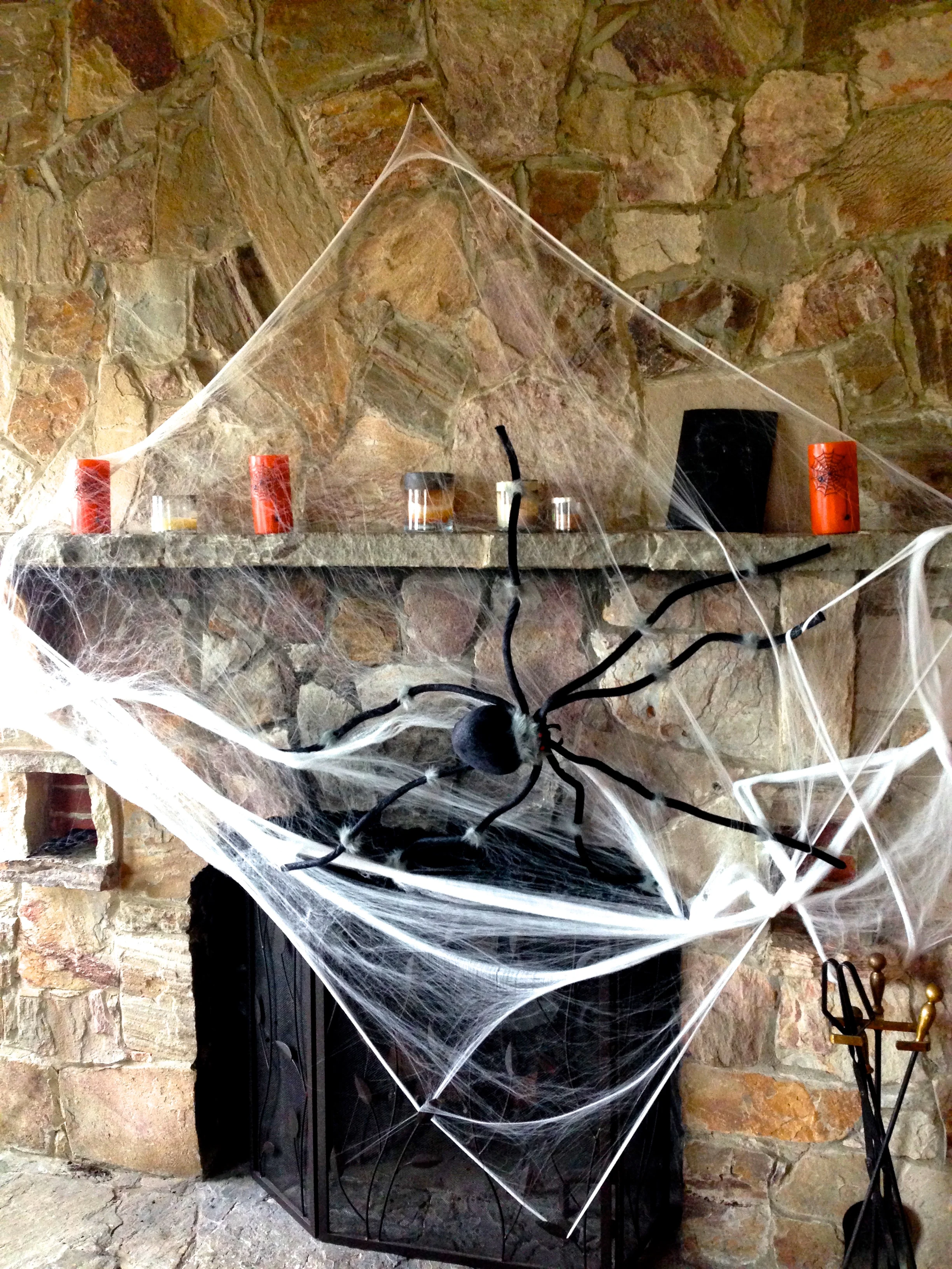 The studio fireplace decorated by the students this year.