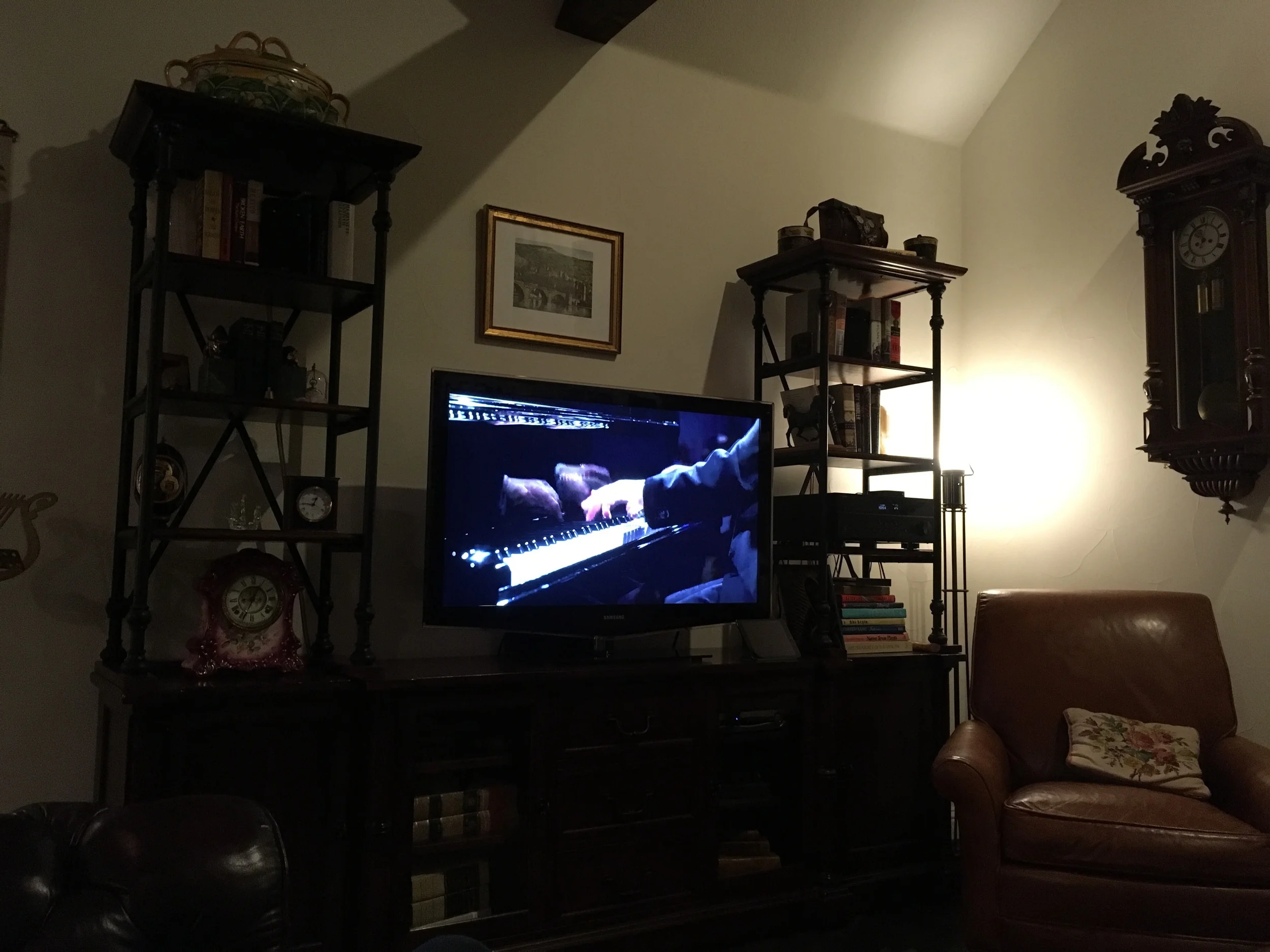 Watching the semifinals at home.