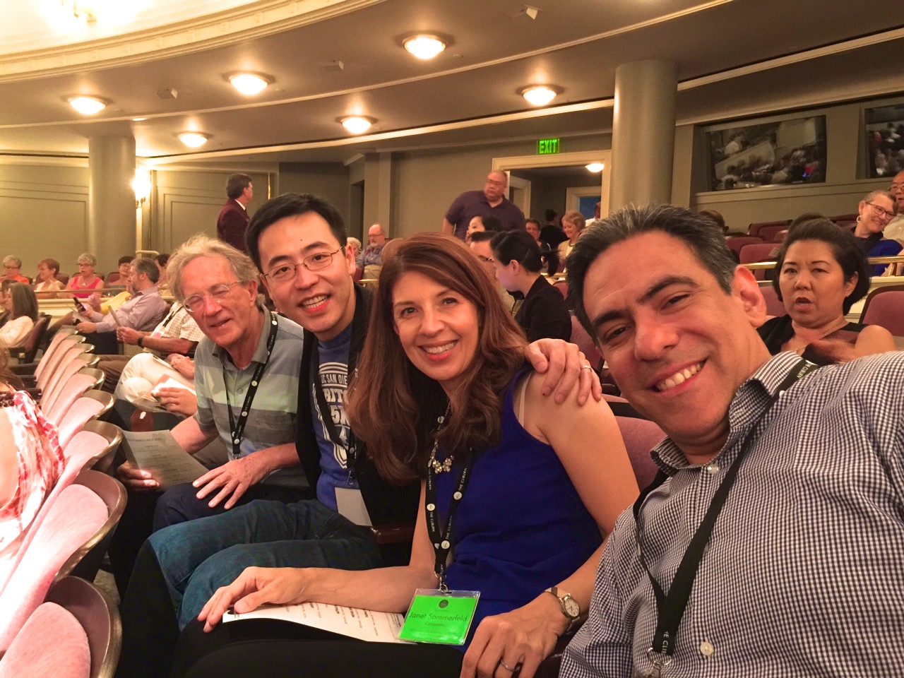 Eberhard Zagrosek, a retired physicist from Germany, Gordon Cheng, a systems analyst from California, Janet Sommerfeld a freelance writer/producer from California and Jorge Zamora, a Sales Director from Mexico sitting together at the final concert.