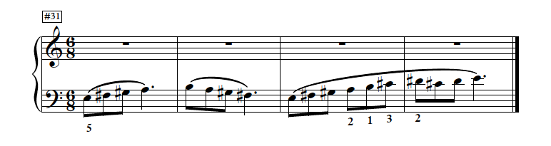 This example gives the student time to build up a little momentum before trying to play the entire scale.