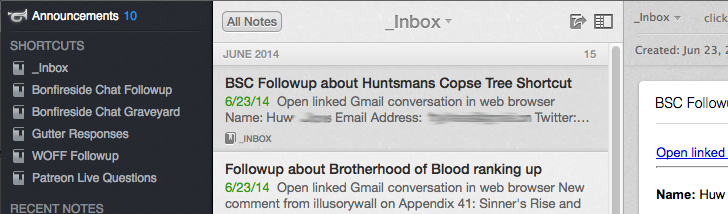 The Evernote inbox.