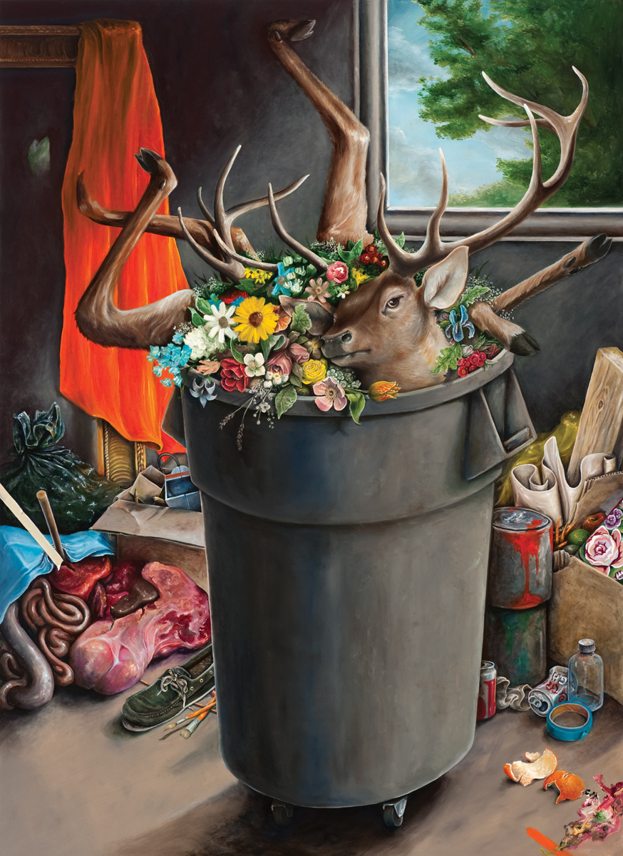 Still Life with Deer in a Garbage Can