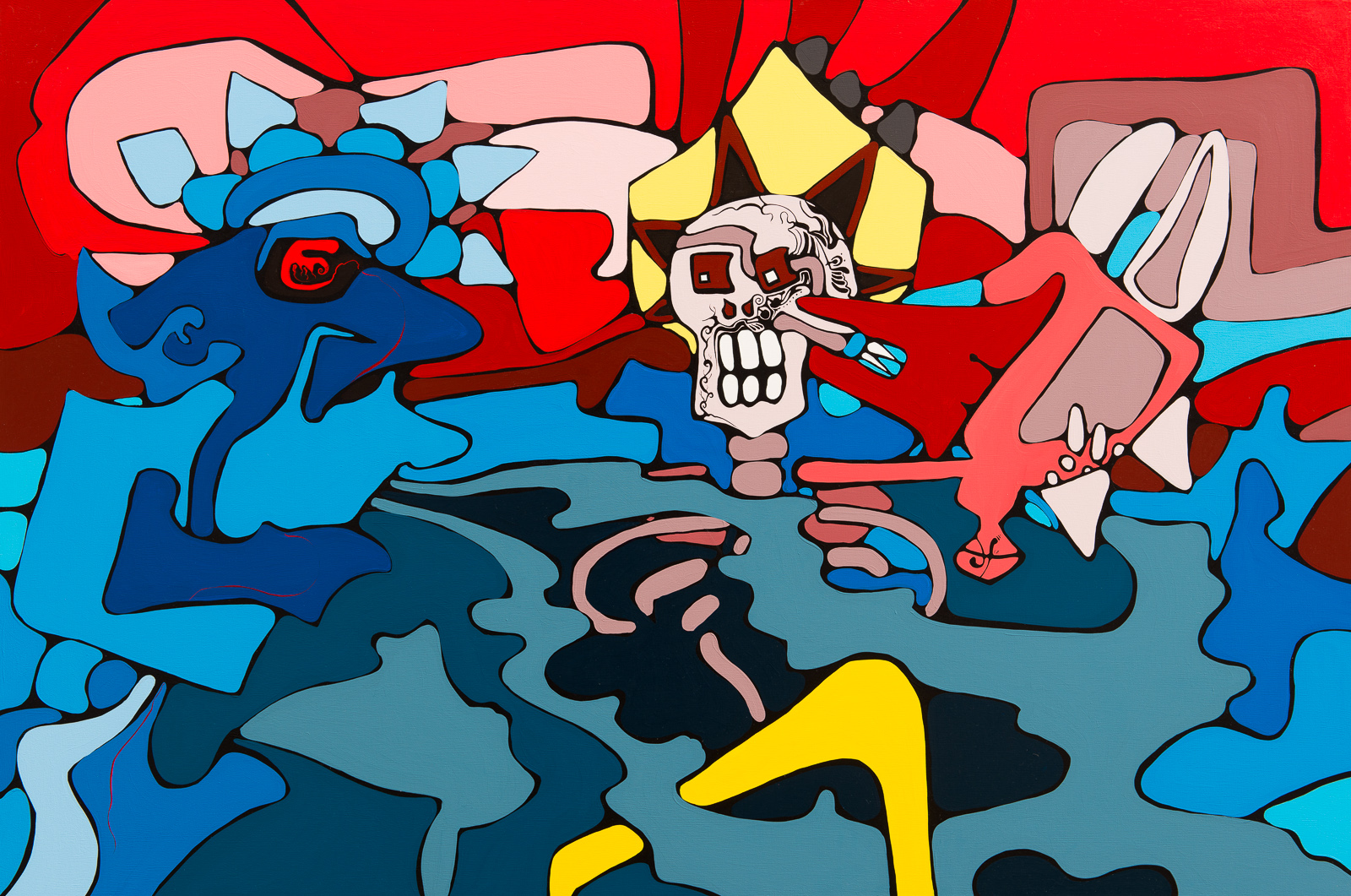 What's Under the Mask?, 48 in x 72 in, Acrylic on Canvas, Available