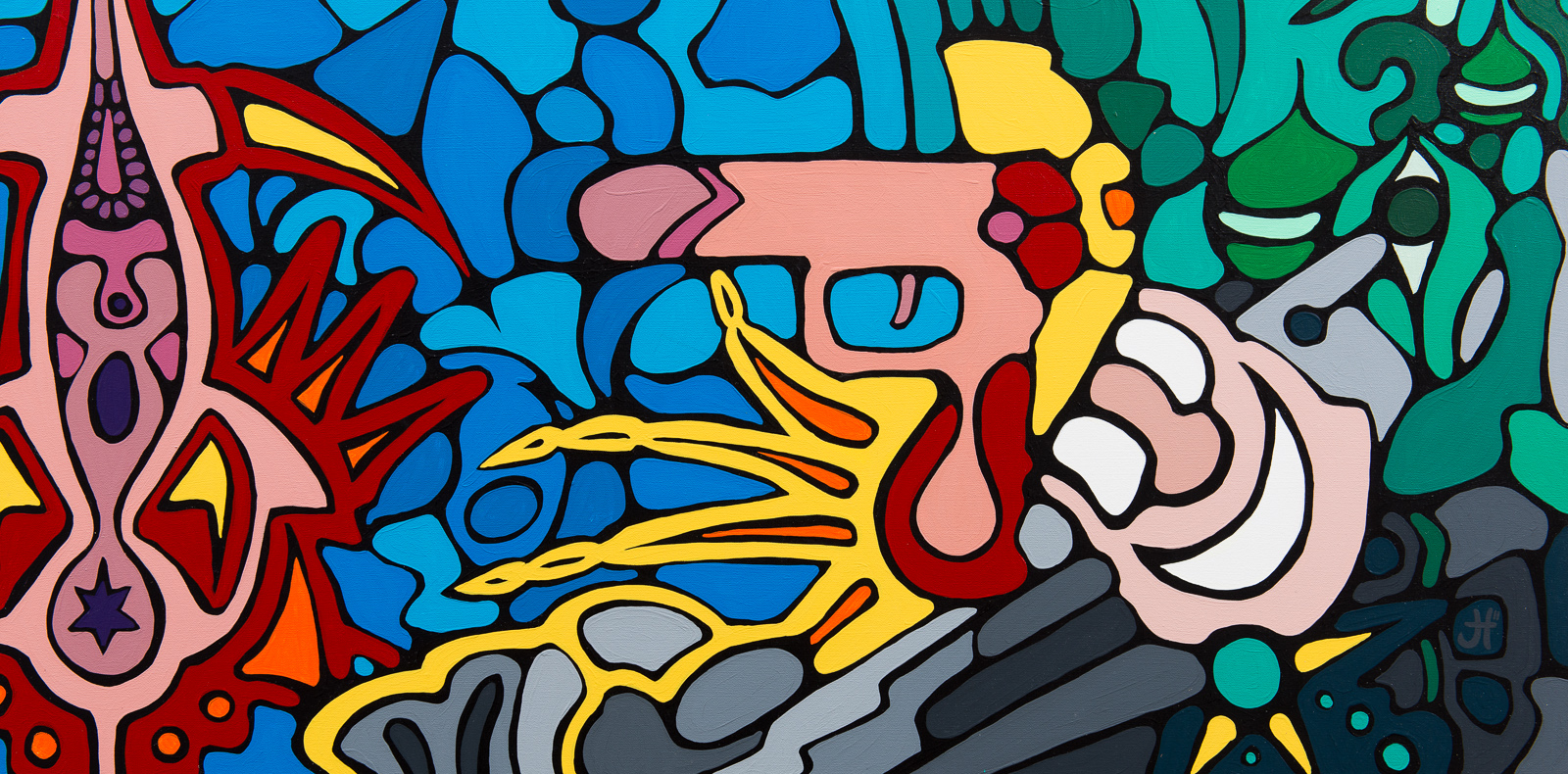 Thinking With the Wrong Head, 24 in x 48 in, Acrylic on Canvas, Available