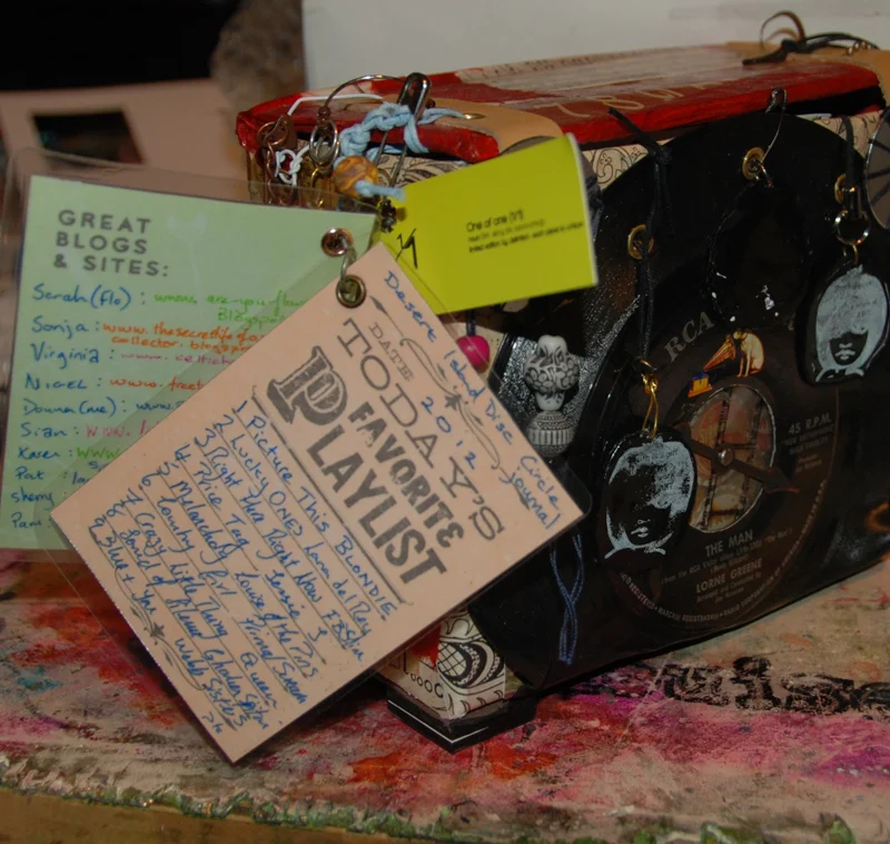 record album box made from an old book and an old record