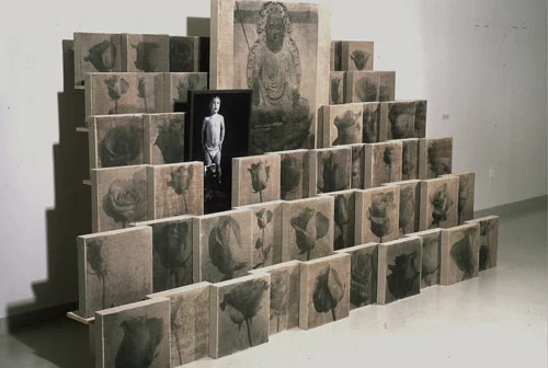 To Jizo, Who Looks After the Children Who Suffer, Photo emulsion on linen, 2002.jpg