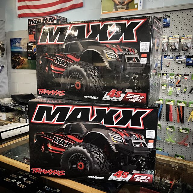The new @traxxas Maxx has arrived! Three are available at our introductory price of $529.99: one of each color! Pick up yours today! #hobbies #traxxas #maxx #rccars #saginawmi #baycitymi #midlandmi