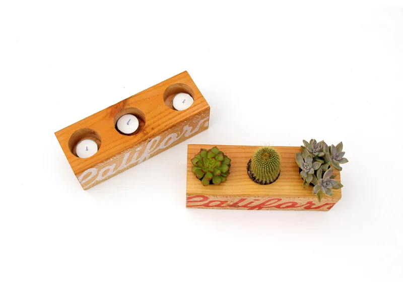 California Wood Blocks- Votive or Succulent holder