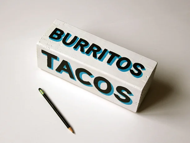 Black & Blue Tacos + Tortas + Burritos - 10" x 3" Art Block