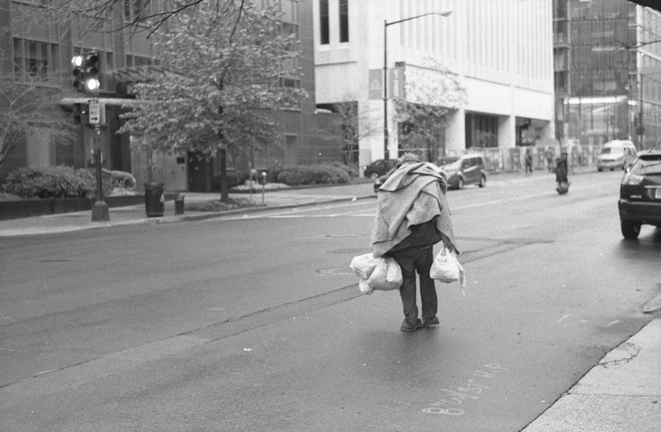 Walking in the street.