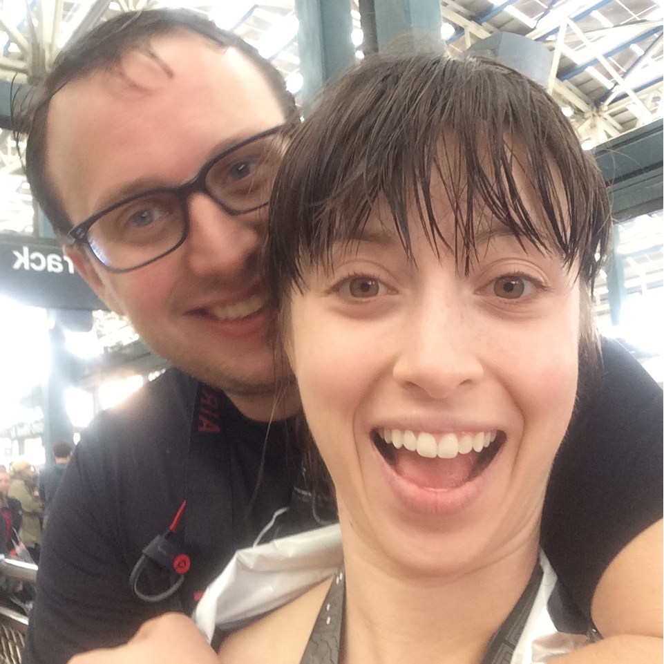 My boyfriend Paul (who also ran) and I making the long commute back from Coney Island.