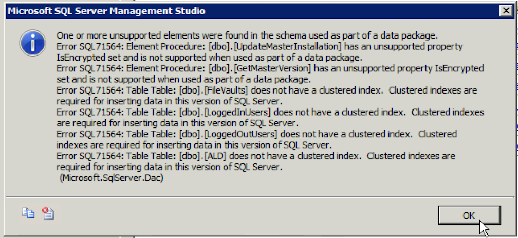 Error Details on SQL Azure deployment