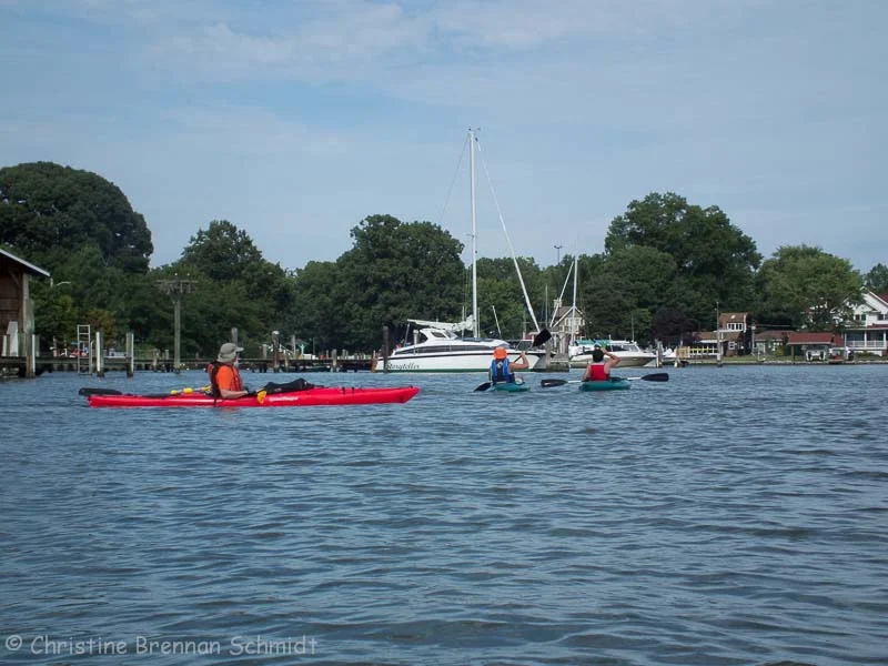 The guys in their kayaks.