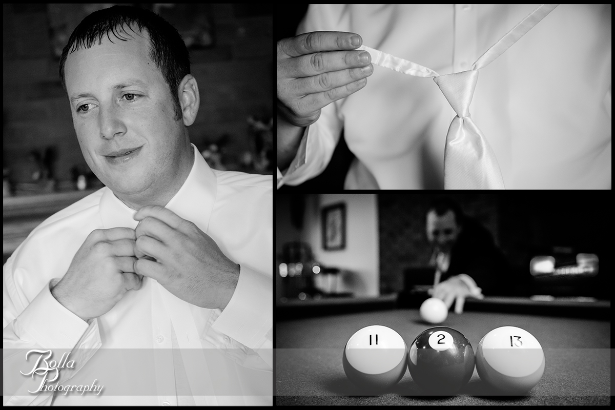 004-Bolla-Photography-wedding-Germantown-IL-groom-preparations-shirt-button-tie-pool-billiards-date-Albers.jpg