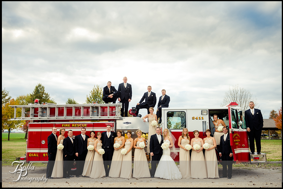 013-Bolla-Photography-wedding-Germantown-IL-portraits-bride-groom-bridesmaids-groomsmen-Breese-park-fire-truck-engine-Albers.jpg