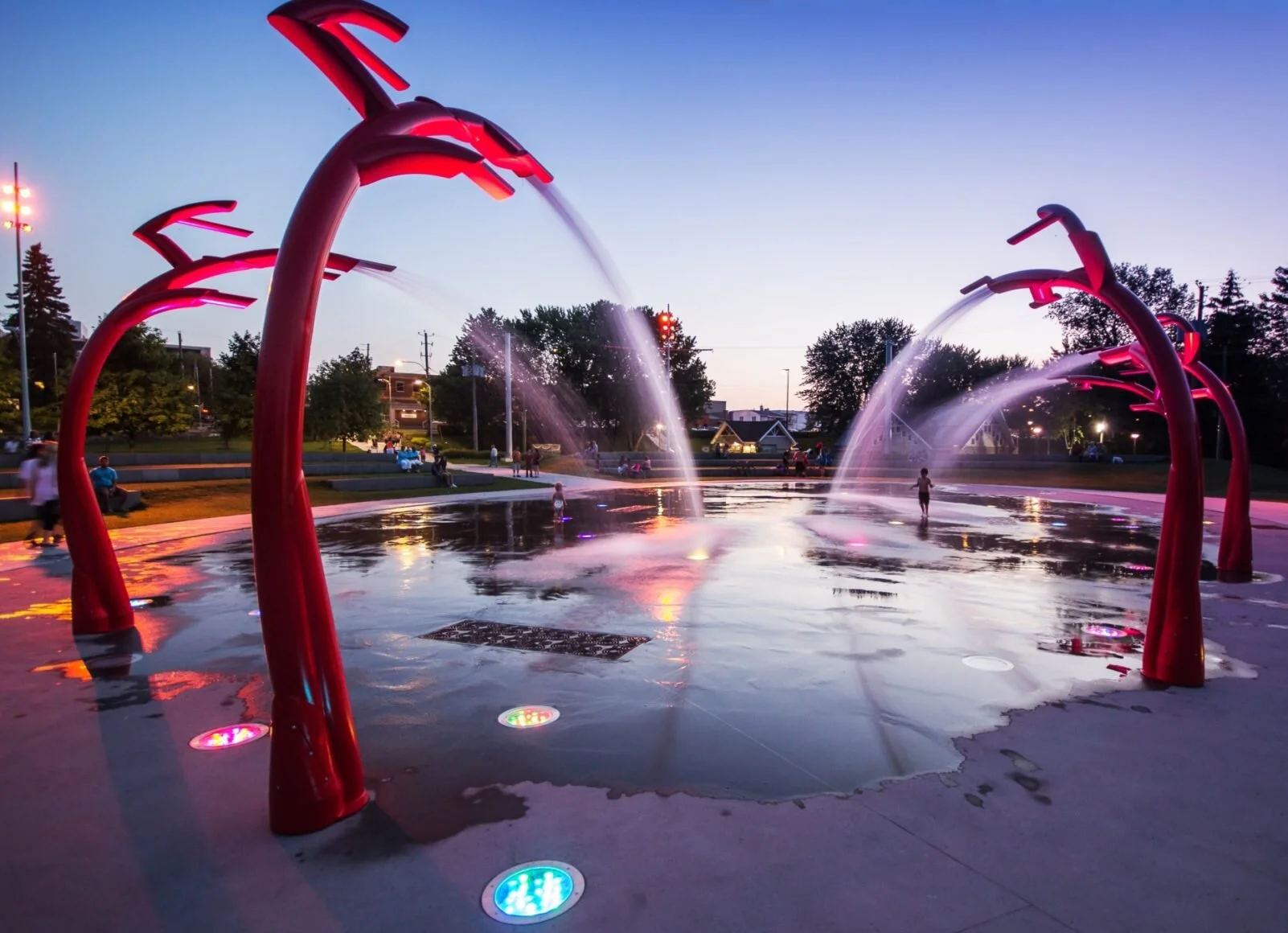 Les jeux d’eau au Parc WoodyattCrédit photo&nbsp;: Tourisme Drummondville
