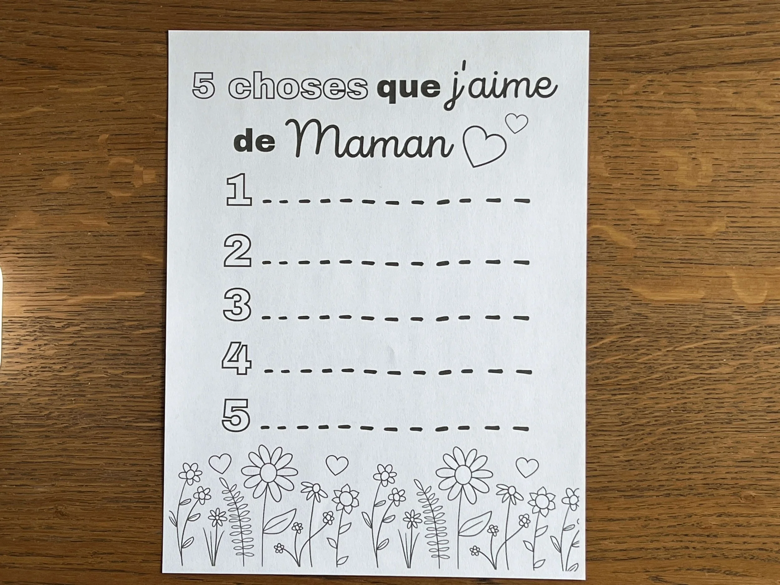 Carte pour la fête des Mères : PDF gratuit à imprimer (et colorier
