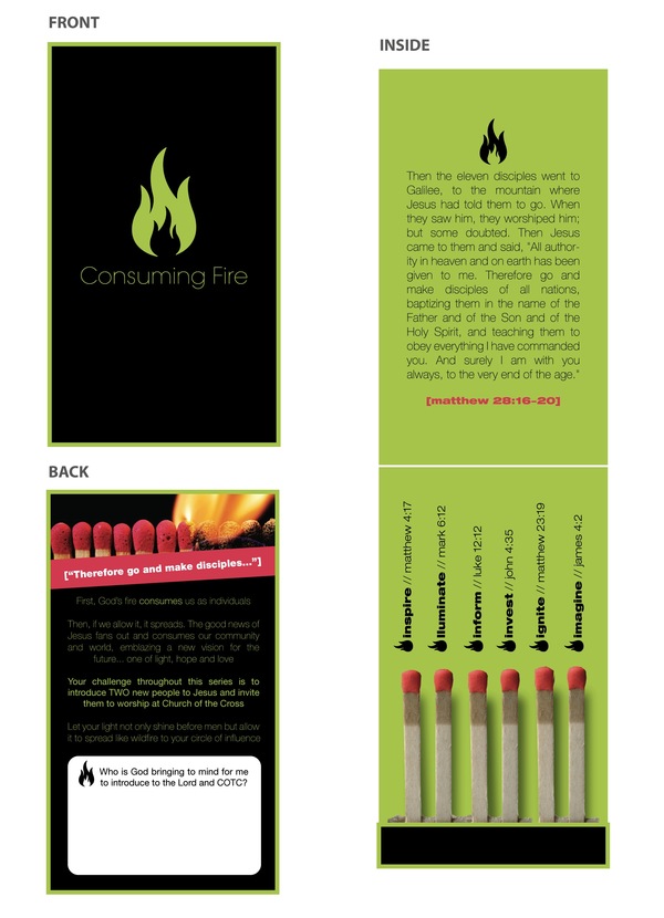 The Church of the Cross | Bluffton, SC Four-panel business card "matchbook" concept