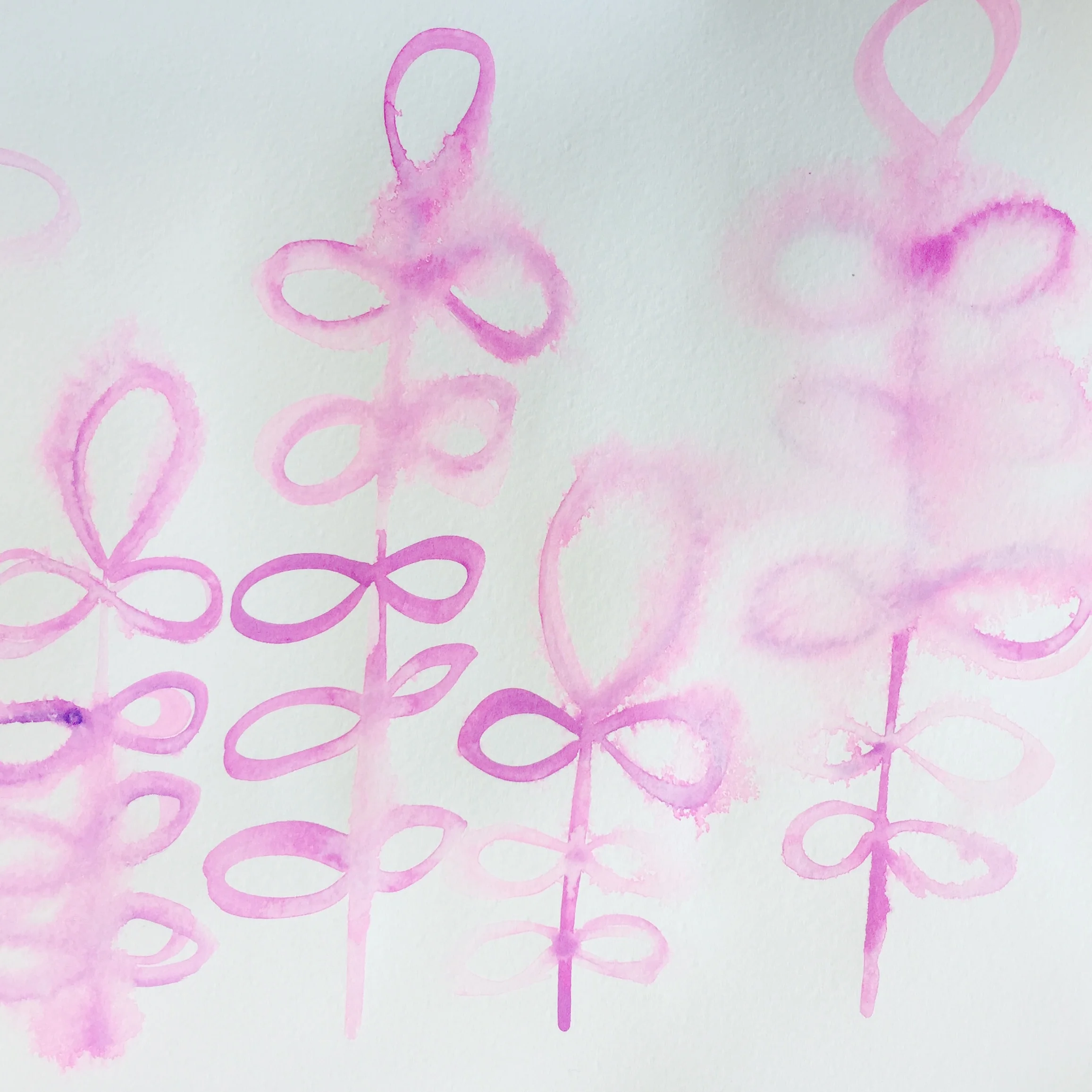 PAINTED WITH A LARGE JAPANESE BRUSH on wet paper. I LIKE THE SUBTLE DIFFERENCES IN LINE AND COLOR.