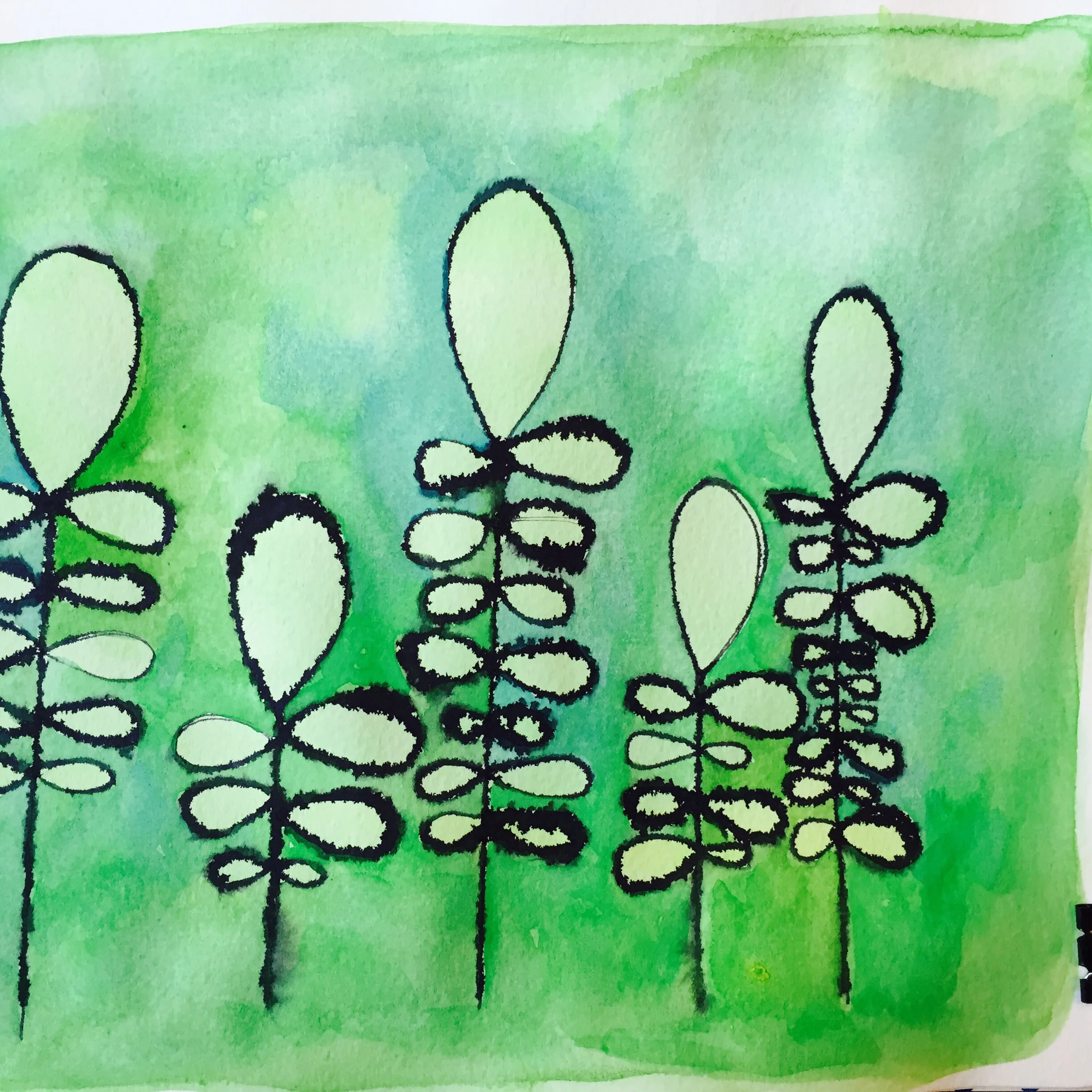 DREW WITH J. HERBIN PERLE NOIR INK ON GOUACHE.... THEN MORE GOUACHE.