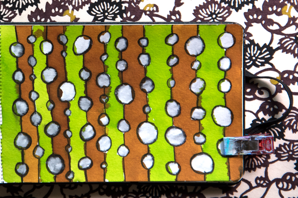 3x5" moleskine, kuretake brush pen, J. Herbin inks.