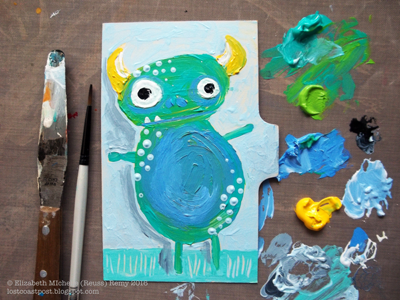 3x5"index card divider, acrylics, artwork by michelle remy.