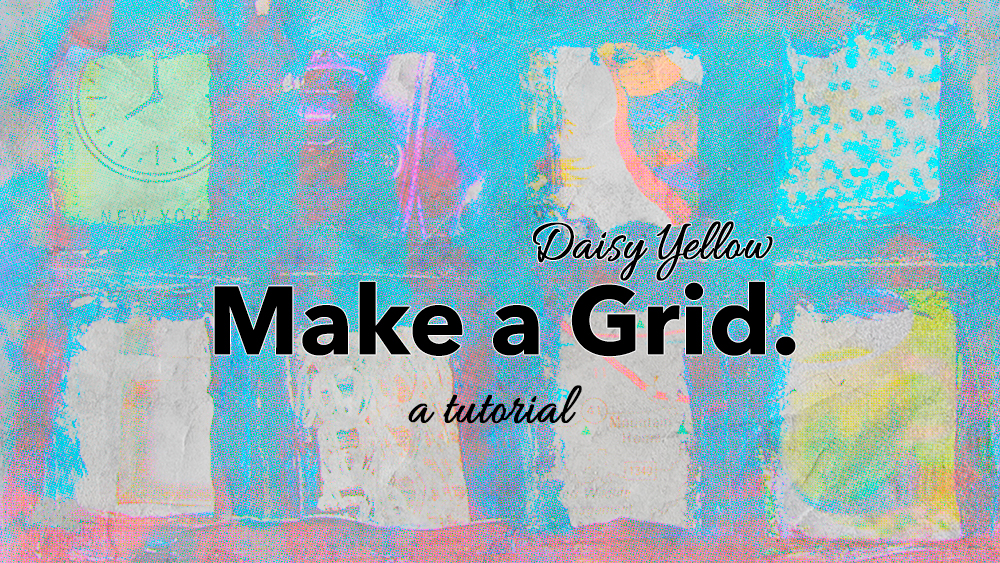 How to make a grunge grid with acrylics + collage on an index card.