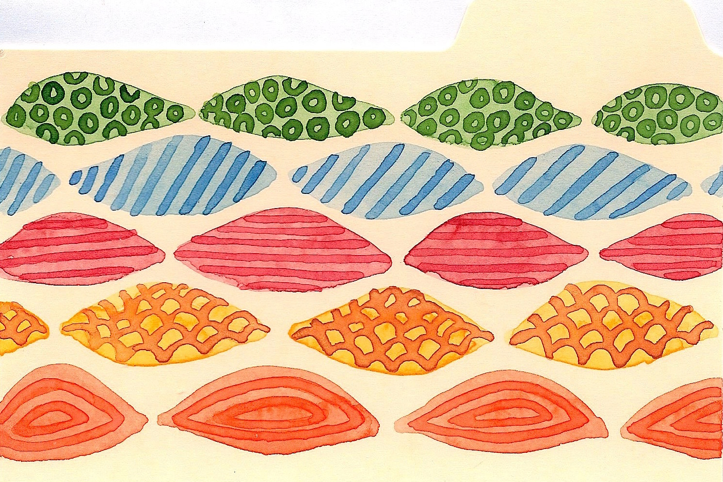 3x5" index card, watercolor. Artwork by Debbie Janelle.