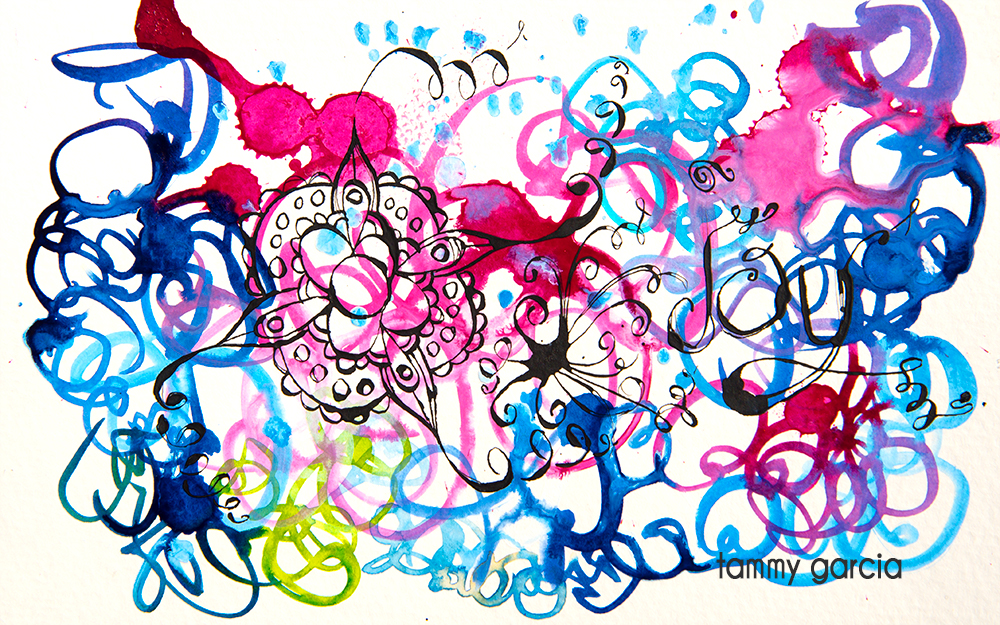 5x8" watercolor paper, ink, artwork by Tammy Garcia.