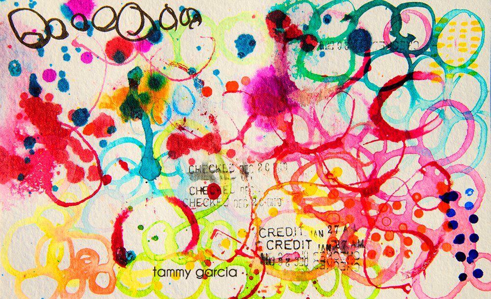 5x8" watercolor paper, ink, artwork by Tammy Garcia.