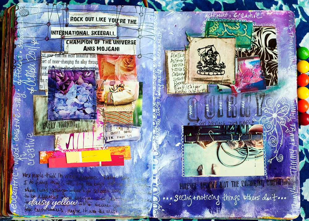 Acrylic paint on book pages  Book page art, Art journal pages