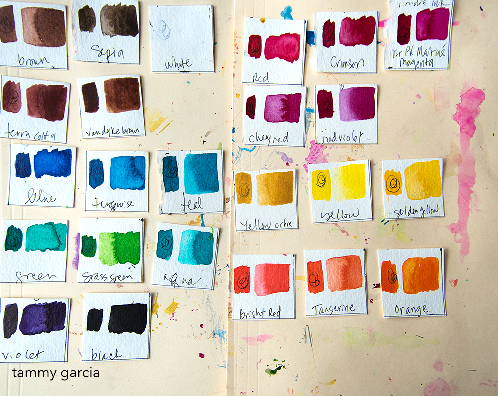 Making Color Swatches with Dr. Ph. Martin's Bombay Inks