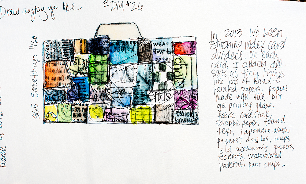 How meta! Drawing a stitched index card collage in my moleskine.