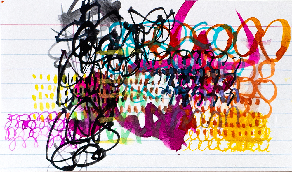 3x5” index card, gouache and ink, by Tammy Garcia