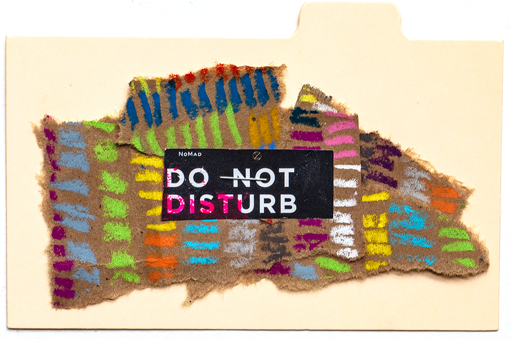 3x5” one-staple collage on index card by Tammy Garcia
