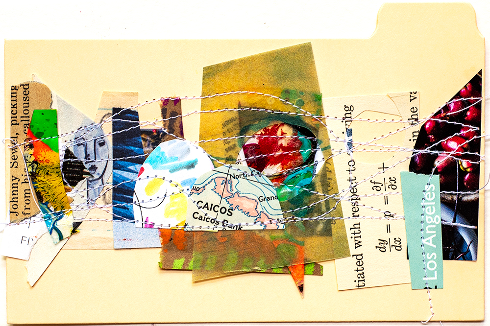 3x5” scrap collage on index card by Tammy Garcia