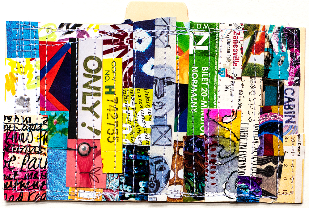 3x5” stitched collage on index card by Tammy Garcia