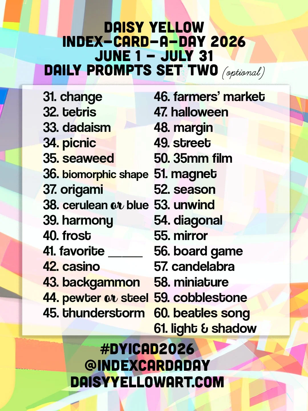 ICAD 2026 Prompts Set Two: 31-61
