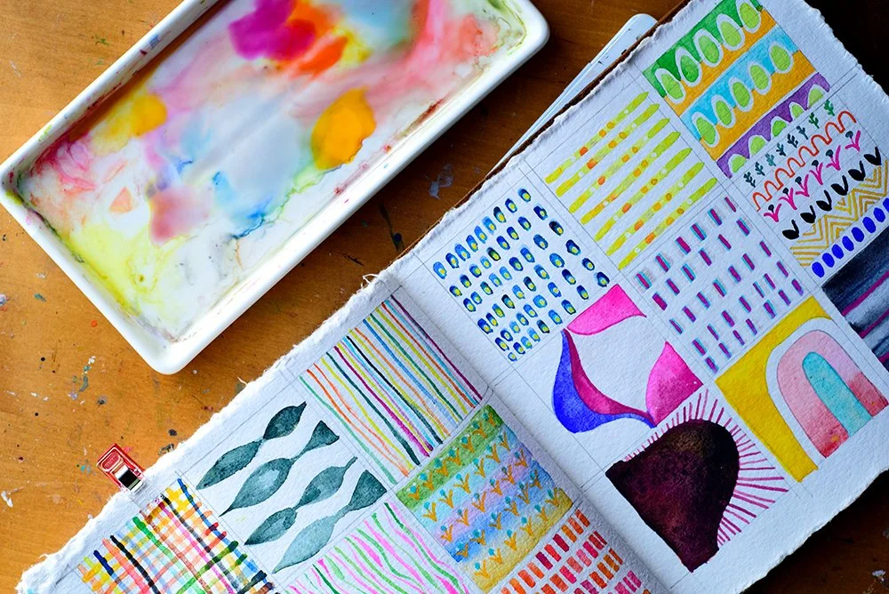 Painting 144 Tiny Patterns in my Art Journal