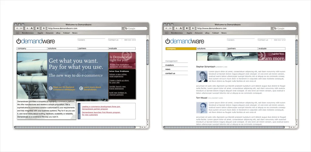 Demandware: initial website design
