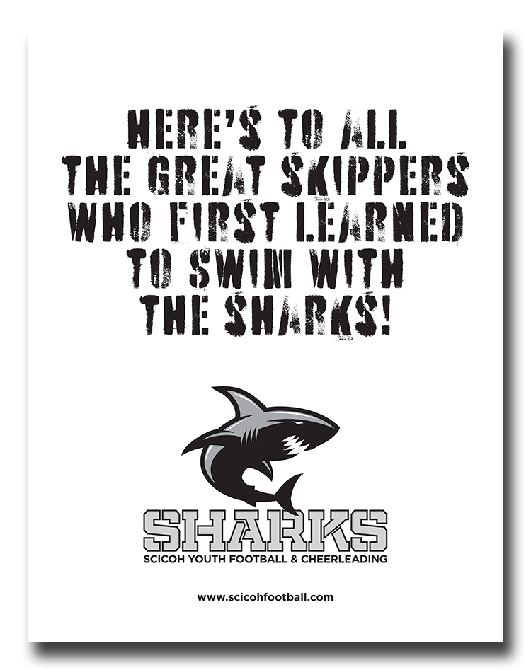 Black & white print ad for the Cohasset 'Skippers' high school football program (2011).