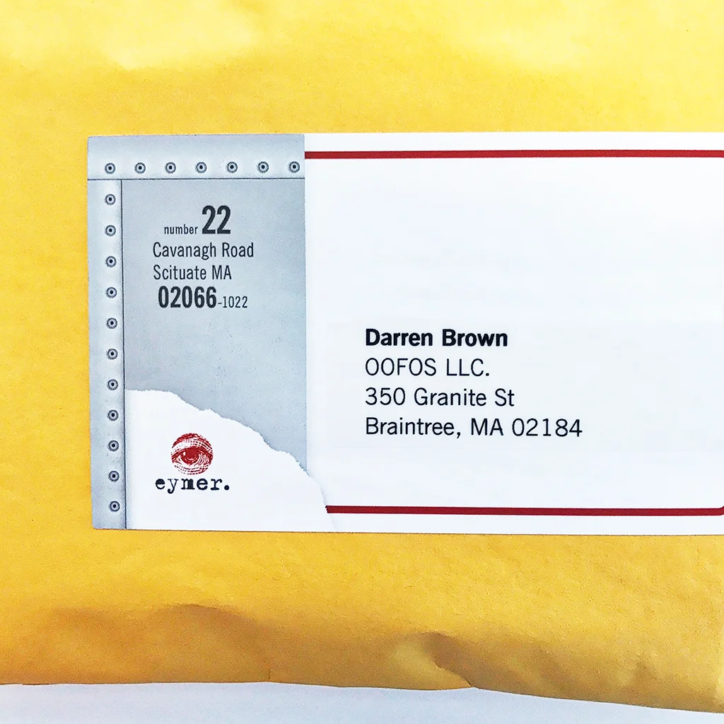 Mailing label and address label are adhered to the envelop front