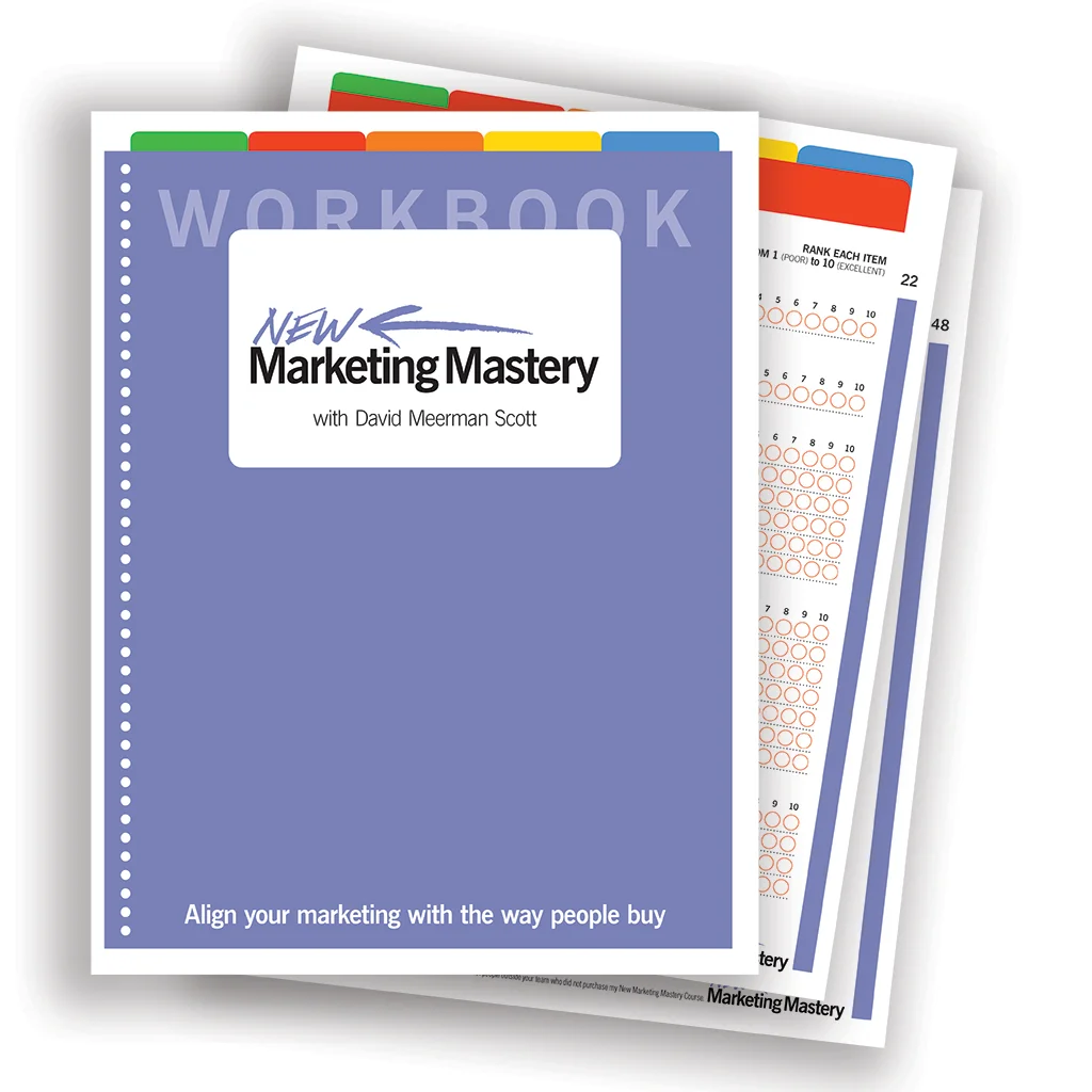 Workbook design for David Meerman Scott's New Marketing Mastery online course